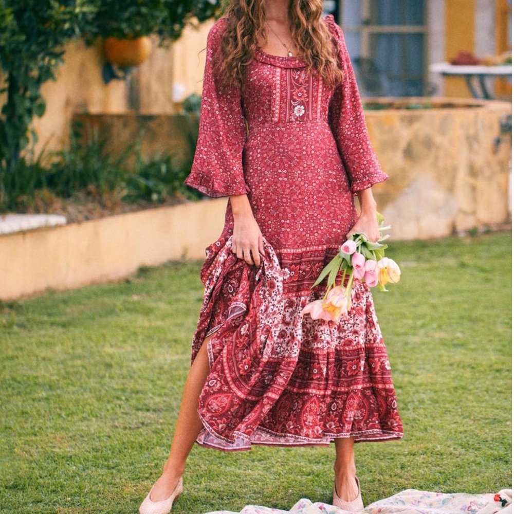 Arnhem Esmee Midi Dress in Ruby